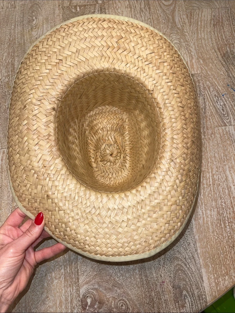 Vintage Straw Cowboy Hat with Black Chin Cord - Picture 3 of 5